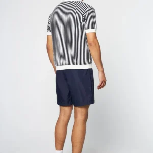 Discount Abramo Knit Polo- Pearled Ivory/ Maritime Blue Knitwear