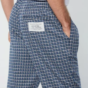 Store Dallas Houndstooth Track Pant- Maritime Blue Pants And Sweatpants