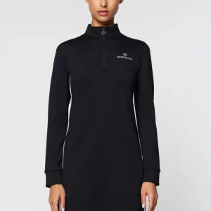 Cheap Damarindo Half-Zip Track Dress- Black Dresses