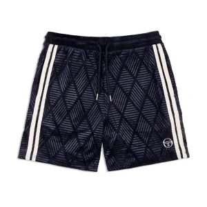 Fashion Debossed Damarindo Velour Short- Maritime Blue Shorts And Swim