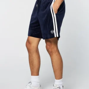 Shop Debossed Damarindo Velour Short- Maritime Blue Velour