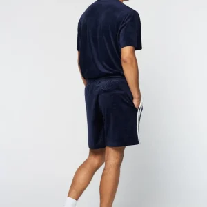 Fashion Debossed Damarindo Velour Short- Maritime Blue Shorts And Swim