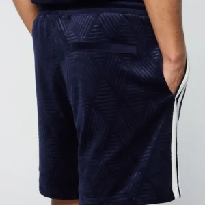 Shop Debossed Damarindo Velour Short- Maritime Blue Velour