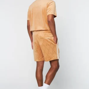 Discount Debossed Damarindo Velour Short- Meerkat View All