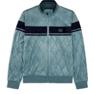 Best Sale Debossed Damarindo Velour Track Jacket- Larkspur Jackets