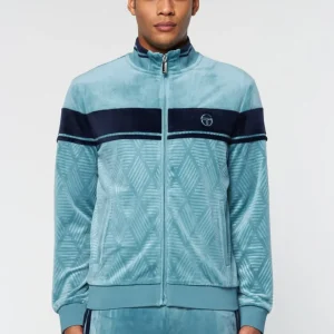 Store Debossed Damarindo Velour Track Jacket- Larkspur View All