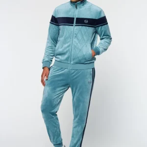 Store Debossed Damarindo Velour Track Jacket- Larkspur View All