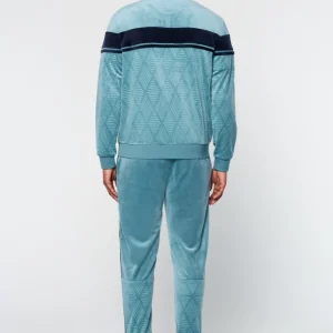 Online Debossed Damarindo Velour Track Jacket- Larkspur Tracksuits