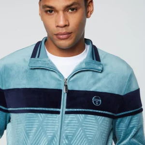 Cheap Debossed Damarindo Velour Track Jacket- Larkspur Velour
