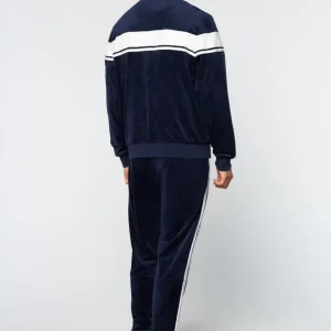 Cheap Debossed Damarindo Velour Track Jacket- Maritime Blue Tracksuits