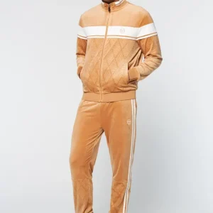 Sale Debossed Damarindo Velour Track Jacket- Meerkat Velour