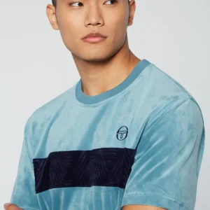 New Debossed Damarindo Velour T-Shirt- Larkspur T-Shirts