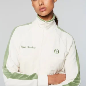 Shop Miss Carlotta Velour Track Jacket- Gardenia Tracksuits