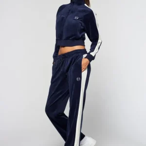 Hot Miss Carlotta Velour Track Jacket- Maritime Blue Velour