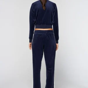 Hot Miss Carlotta Velour Track Jacket- Maritime Blue Velour