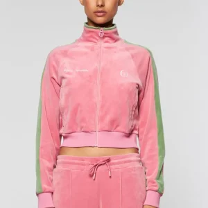 Cheap Miss Carlotta Velour Track Jacket- Wild Rose View All