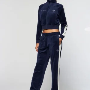 Cheap Miss Carlotta Velour Track Pant- Maritime Blue Velour
