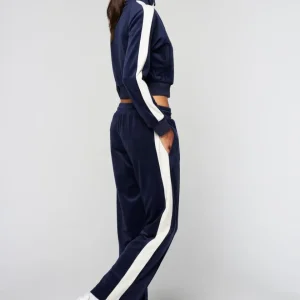 Cheap Miss Carlotta Velour Track Pant- Maritime Blue Velour