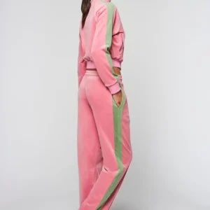 Store Miss Carlotta Velour Track Pant- Wild Rose Velour