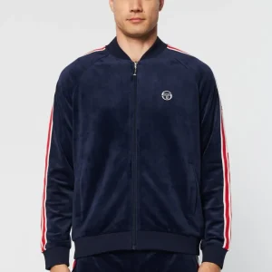 Shop Pereto Velour Track Jacket- Maritime Blue Velour