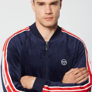 Shop Pereto Velour Track Jacket- Maritime Blue Tracksuits
