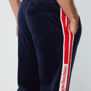 Hot Pereto Velour Track Pant- Maritime Blue View All
