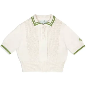 Cheap Perla Knit Cropped Polo- Gardenia For The Court