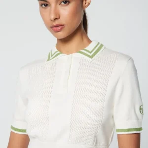 Cheap Perla Knit Cropped Polo- Gardenia For The Court