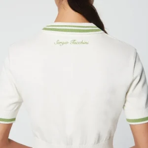 Cheap Perla Knit Cropped Polo- Gardenia For The Court