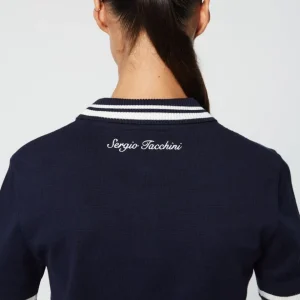 Outlet Perla Knit Cropped Polo- Maritime Blue For The Court