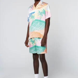 Discount Riviera Camp Shirt- Deep Mint/ Multi Matching Separates