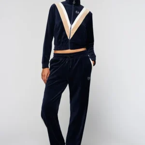 Discount Rosa Velour Track Pant- Maritime Blue Velour