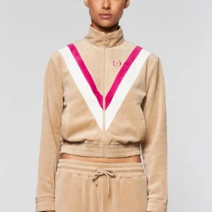 Hot Sara Velour Track Jacket- Humus Velour