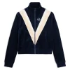 Best Sara Velour Track Jacket- Maritime Blue Velour