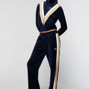 Best Sara Velour Track Jacket- Maritime Blue Velour