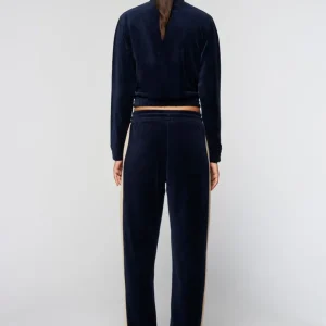 Best Sara Velour Track Jacket- Maritime Blue Velour