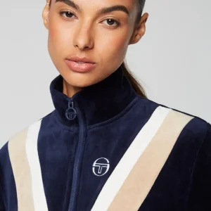 Best Sara Velour Track Jacket- Maritime Blue Velour