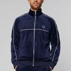 Fashion Sovana Velour Track Jacket- Maritime Blue Velour