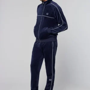 Fashion Sovana Velour Track Jacket- Maritime Blue Velour