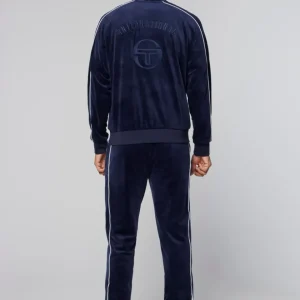 Fashion Sovana Velour Track Jacket- Maritime Blue Velour