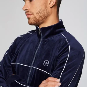 Fashion Sovana Velour Track Jacket- Maritime Blue Velour