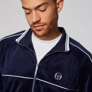 Fashion Sovana Velour Track Jacket- Maritime Blue Velour