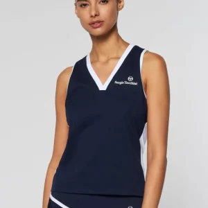 Clearance Women'S Vigentino Tennis V-Neck Tank Top- Maritime Blue Tops And Sports Bras