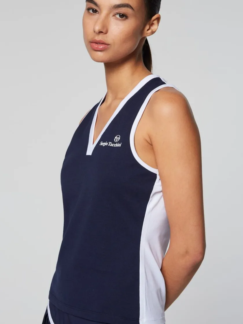 womens_vigentino_tennis_vneck_tank_top_maritime_blue_4.webp Best Sale Women'S Vigentino Tennis V-Neck Tank Top- Maritime Blue For The Court
