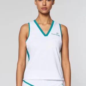 Fashion Women'S Vigentino Tennis V-Neck Tank Top- White Tops And Sports Bras