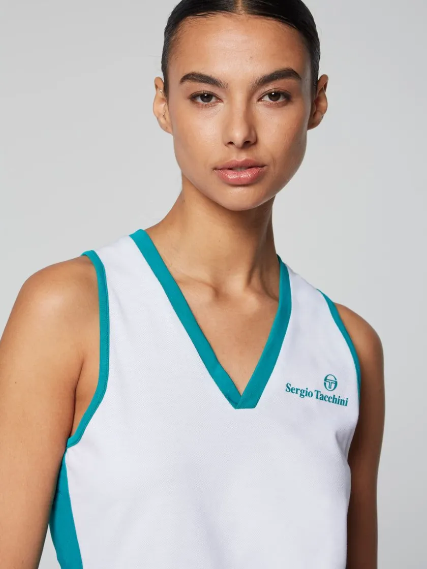 womens_vigentino_tennis_vneck_tank_top_white_4.webp Fashion Women'S Vigentino Tennis V-Neck Tank Top- White Tops And Sports Bras