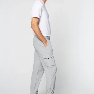 Outlet Woven Cargo Jogger Pants- Heather Grey Nylon